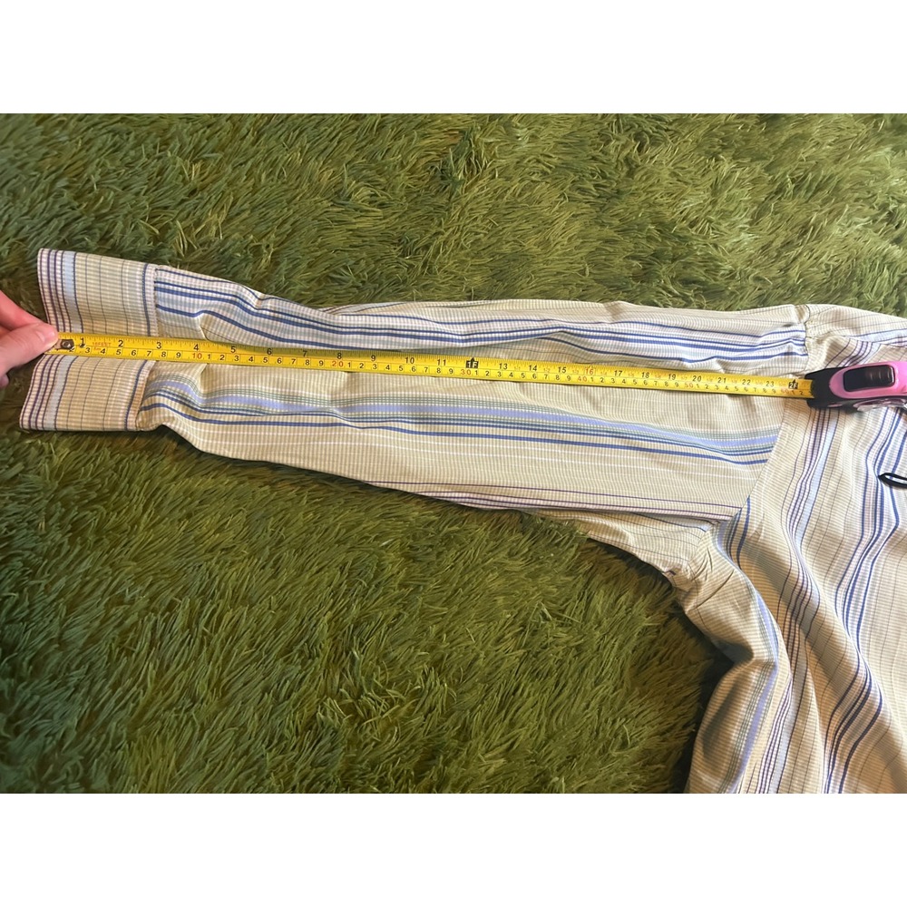 J. Garcia Button Down Mens XXL Tan Blue Striped Long Sleeve Flip Cuffs Shirt - Picture 5 of 9